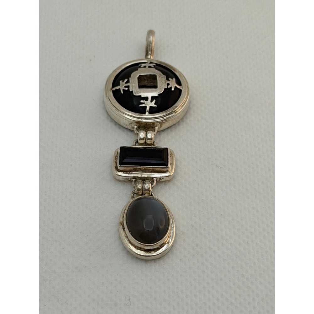 Jayne‎ Cairns Designs: Pendant Sterling 925 Onyx Smoky Quartz Drop